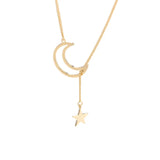 925 Silver Star Moon Clavicle Chain Necklace for Women