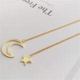 925 Silver Star Moon Clavicle Chain Necklace for Women