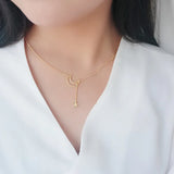 925 Silver Star Moon Clavicle Chain Necklace for Women