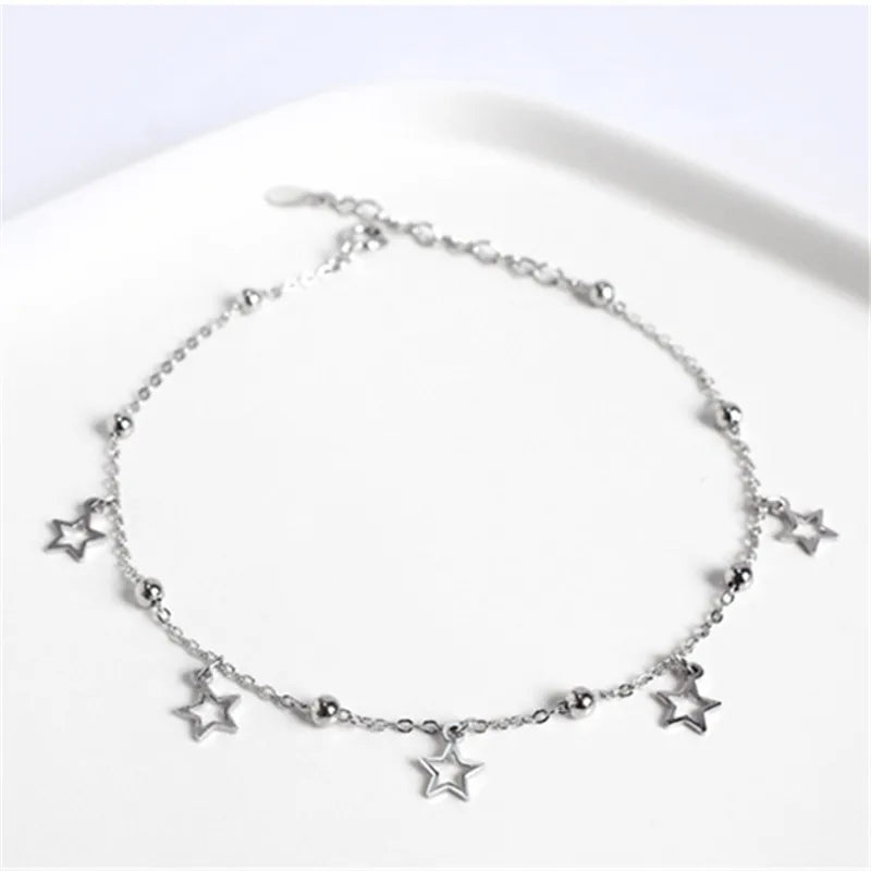 925 Silver Star Pendant Anklet Women Beach Jewelry