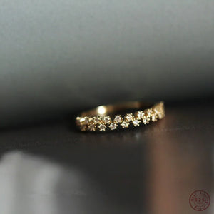 925 Silver Star Ring For Women Crystal 14k Plating Wedding Jewelry