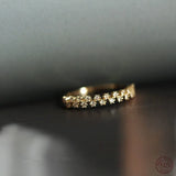 925 Silver Star Ring For Women Crystal 14k Plating Wedding Jewelry