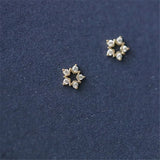 925 Silver Star Stud Earrings 14k Plating Pav