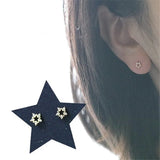 925 Silver Star Stud Earrings 14k Plating Pav