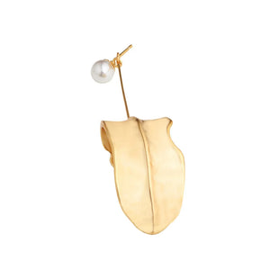 925 Silver Leaf Pearl Earrings for Women