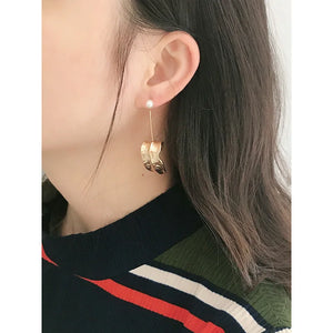 925 Silver Leaf Pearl Earrings for Women