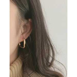 925 Silver Light Pleated Square Hook Earrings