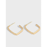 925 Silver Light Pleated Square Hook Earrings