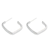 925 Silver Light Pleated Square Hook Earrings