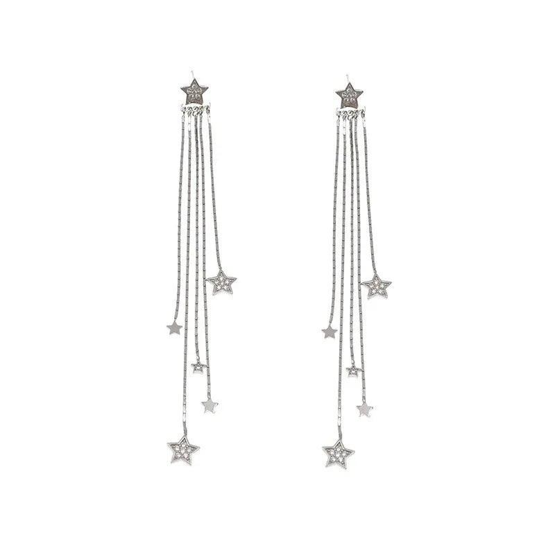 925 Silver Star Tassel Earrings