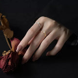 925 Silver V-shaped Pearl Ring for Women Wedding Party Jewelry