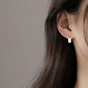 925 Sterling Silver Mini Disc Earrings Japanese Style Personality Earrings