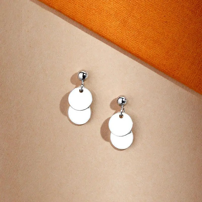 925 Sterling Silver Mini Disc Earrings Japanese Style Personality Earrings