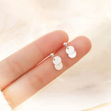 925 Sterling Silver Mini Disc Earrings Japanese Style Personality Earrings
