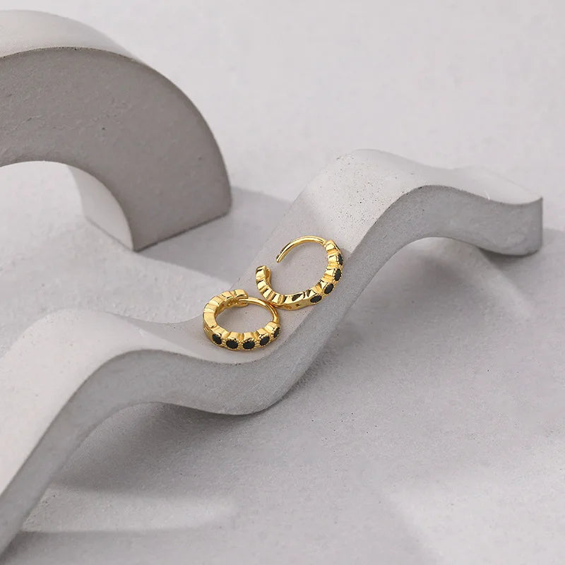 925 Silver Vintage Zircon Stud Earrings for Women