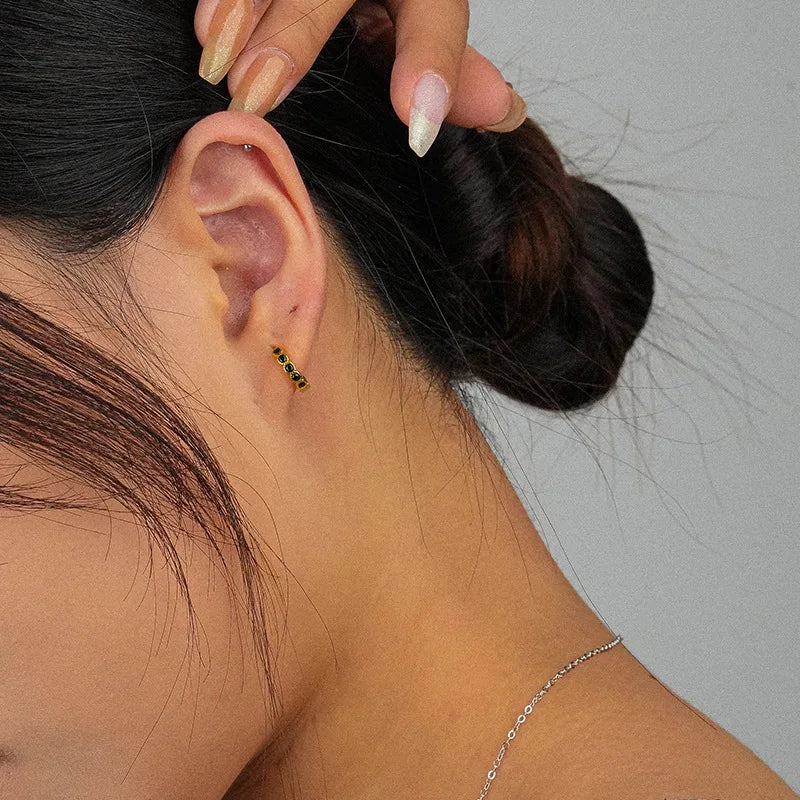 925 Silver Vintage Zircon Stud Earrings for Women