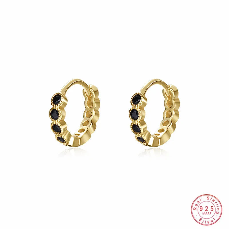 925 Silver Vintage Zircon Stud Earrings for Women