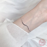 925 Silver Vintage Wave Bracelet for Women Ocean Beach Party Jewelry