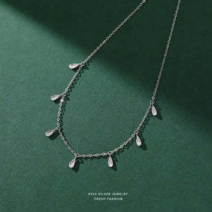 925 Sterling Silver Water Drop Pendant Necklace for Women Girl
