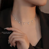 925 Sterling Silver Water Drop Pendant Necklace for Women Girl