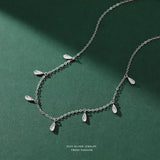 925 Sterling Silver Water Drop Pendant Necklace for Women Girl