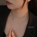 925 Sterling Silver Water Drop Pendant Necklace for Women Girl