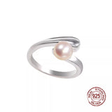 925 Silver Cross Pearl Adjustable Ring for Women and Girls