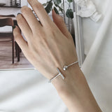 925 Silver Bead Opening Line Bangle Bracelet
