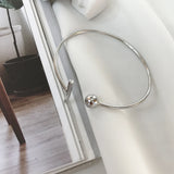 925 Silver Bead Opening Line Bangle Bracelet