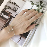 925 Silver Bead Opening Line Bangle Bracelet