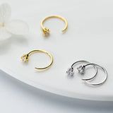 925 Silver Zircon Circle Earring CZ Crystal Piercing Jewelry