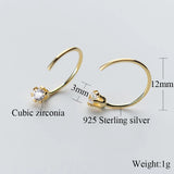 925 Silver Zircon Circle Earring CZ Crystal Piercing Jewelry