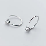 925 Silver Zircon Circle Earring CZ Crystal Piercing Jewelry