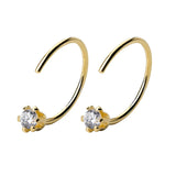 925 Silver Zircon Circle Earring CZ Crystal Piercing Jewelry