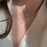 925 Silver Single Zircon Necklace Six Claws Zircon Chain Wedding Jewelry