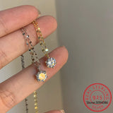 925 Silver Single Zircon Necklace Six Claws Zircon Chain Wedding Jewelry