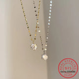 925 Silver Single Zircon Necklace Six Claws Zircon Chain Wedding Jewelry