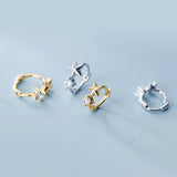 925 Silver Zircon Star Round Hoop Earrings Small Ear Buckle Huggie Jewelry