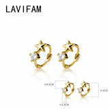 925 Silver Zircon Star Round Hoop Earrings Small Ear Buckle Huggie Jewelry