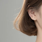 925 Silver Zircon Star Round Hoop Earrings Small Ear Buckle Huggie Jewelry