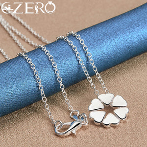 925 Silver Six Heart Leaf Pendant Jewelry Set For Women
