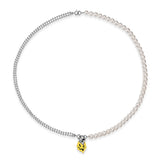 925 Silver Skeleton Pearl Pendant Necklace Y2K Style Jewelry