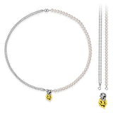 925 Silver Skeleton Pearl Pendant Necklace Y2K Style Jewelry