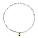 925 Silver Skeleton Pearl Pendant Necklace Y2K Style Jewelry