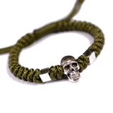 925 Silver Skull Bracelet Rope Skeleton Charm Bracelet Men