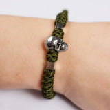 925 Silver Skull Bracelet Rope Skeleton Charm Bracelet Men
