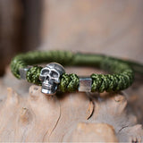 925 Silver Skull Bracelet Rope Skeleton Charm Bracelet Men
