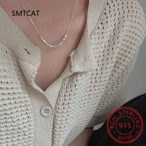 925 Silver Sparkling Necklace Basic Chain Link Fine Jewelry for Women