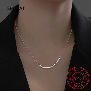 925 Silver Sparkling Necklace Basic Chain Link Fine Jewelry for Women