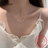 925 Silver Sparkling Necklace Basic Chain Link Fine Jewelry for Women